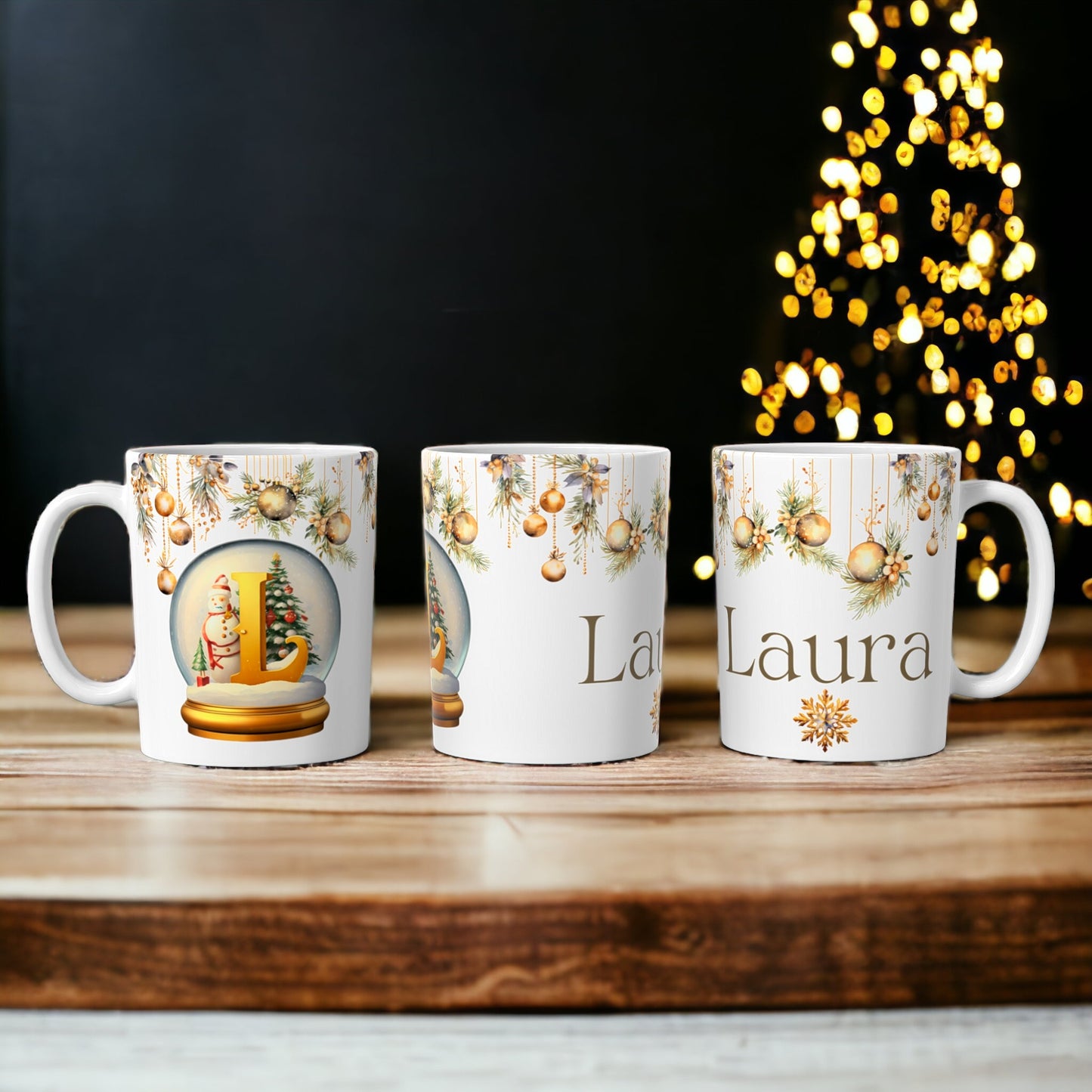 Gold Christmas Mug | Customisable Mugs