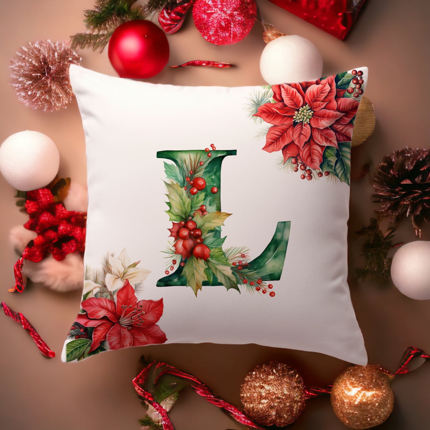 Christmas Pillowcase | Green Alphabet | Home Decor