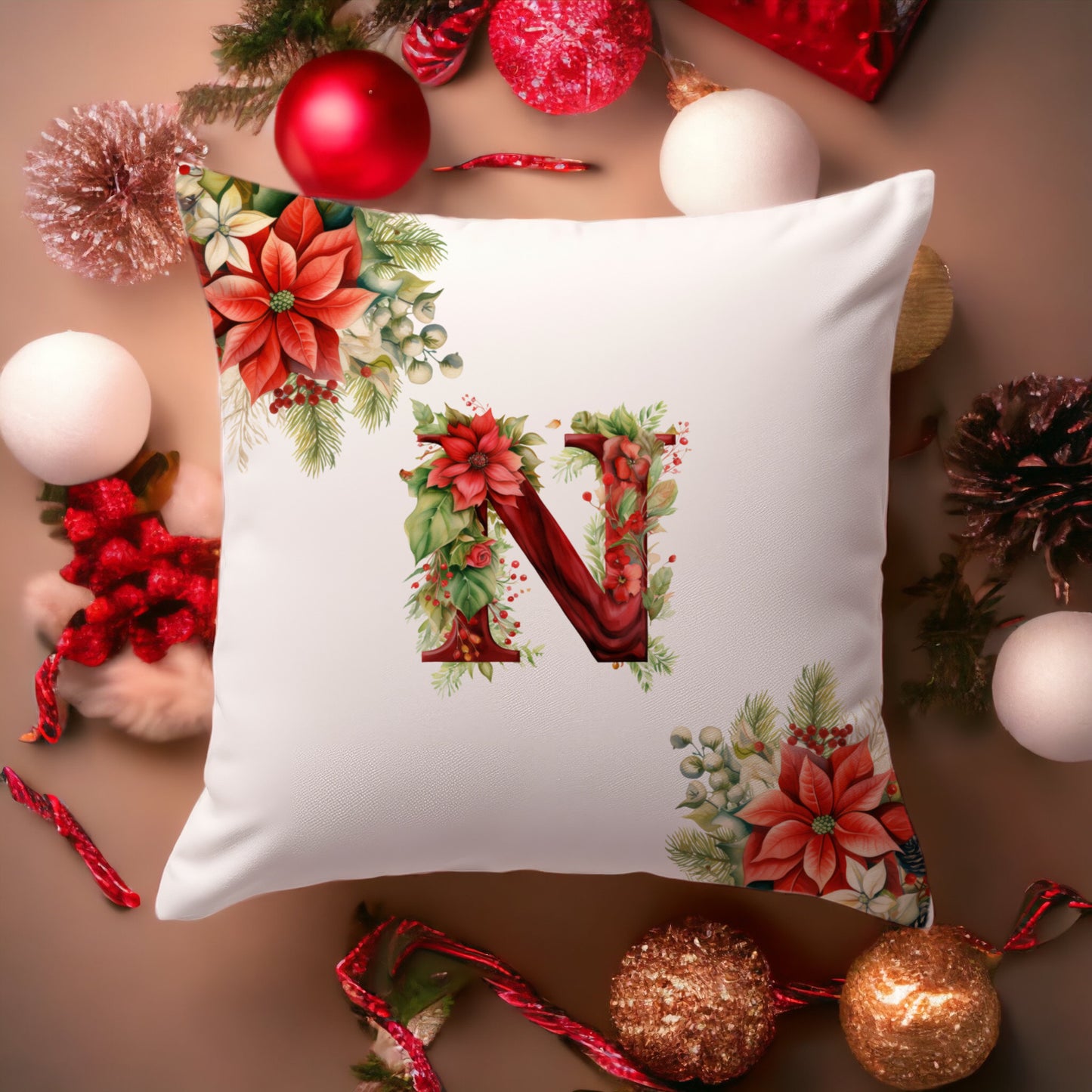 Christmas Pillowcase | Red Alphabet | Home Decor