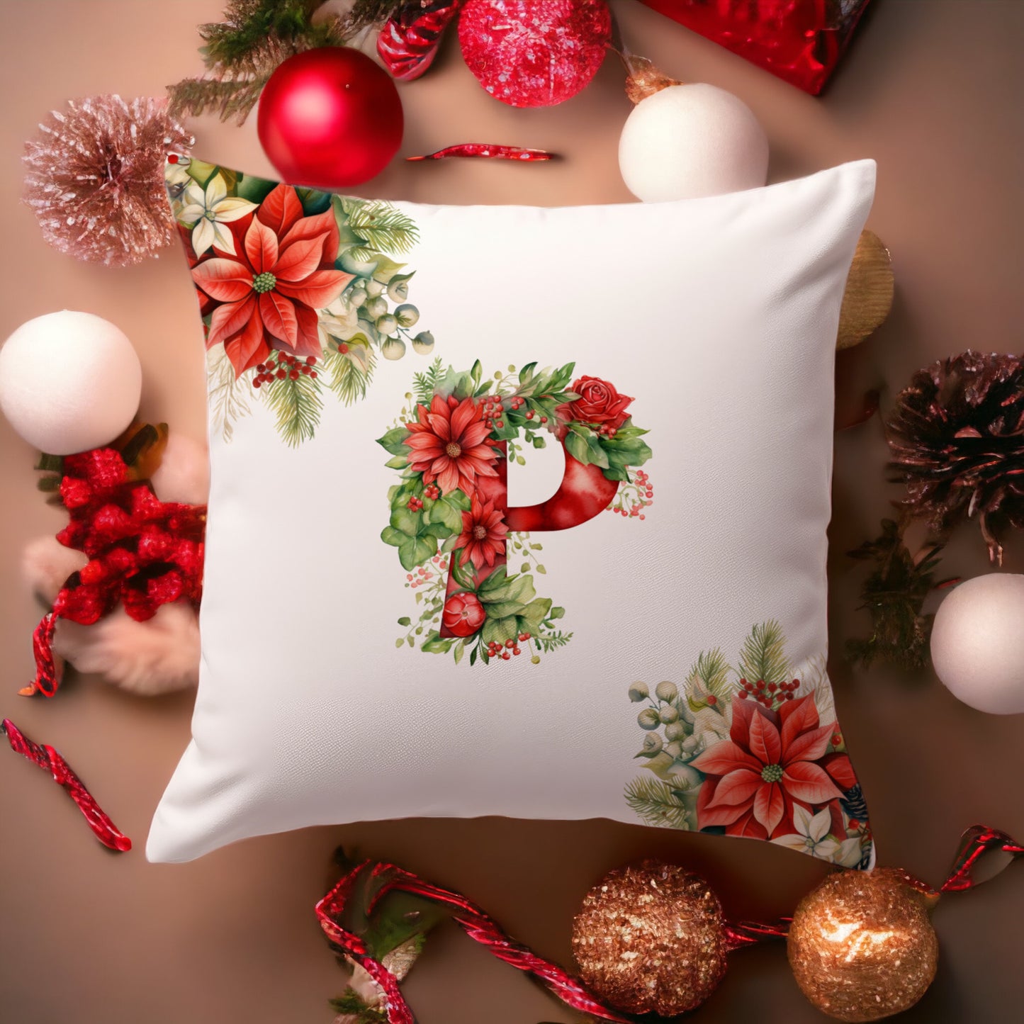 Christmas Pillowcase | Red Alphabet | Home Decor