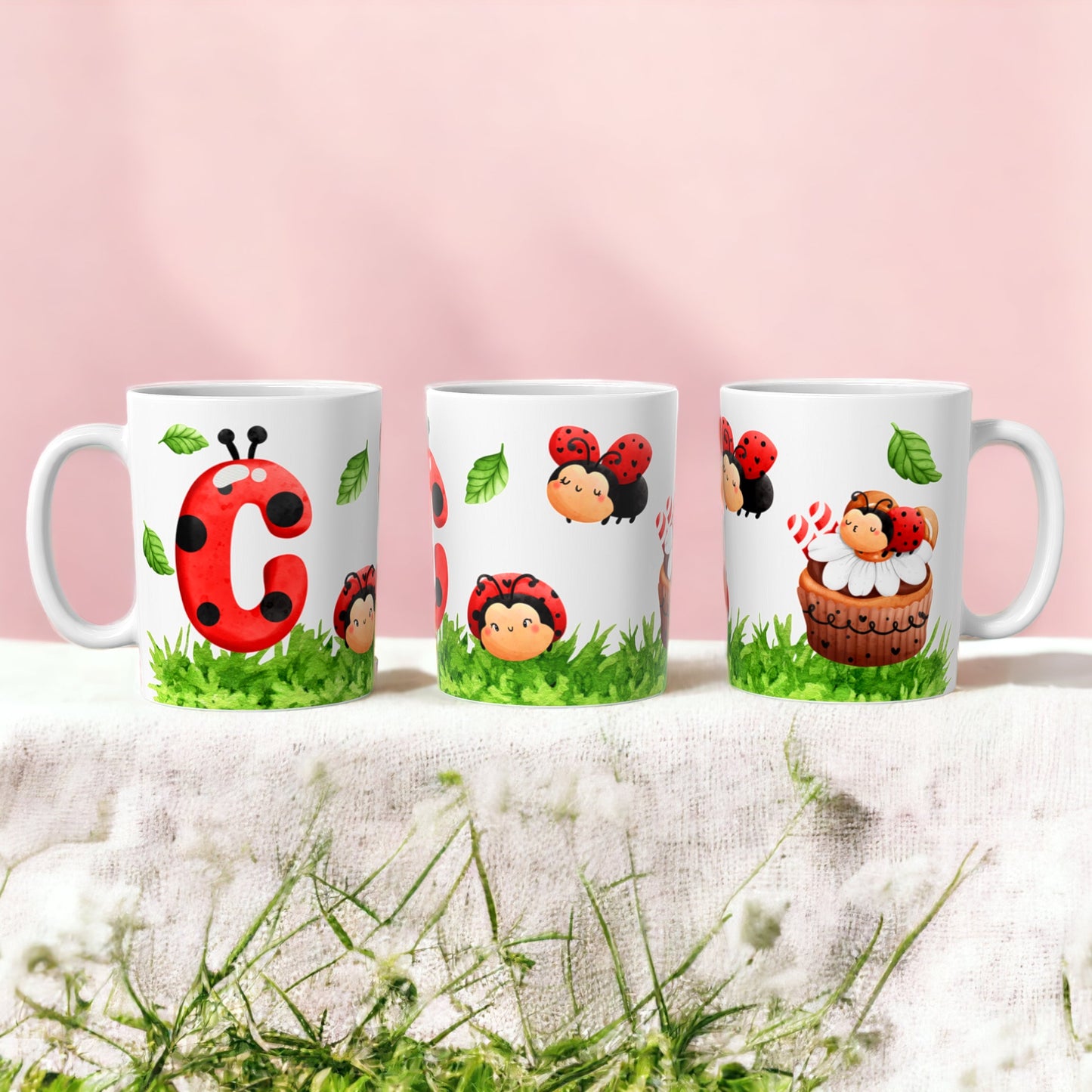 Ladybug Alphabet Mugs | Customisable mug