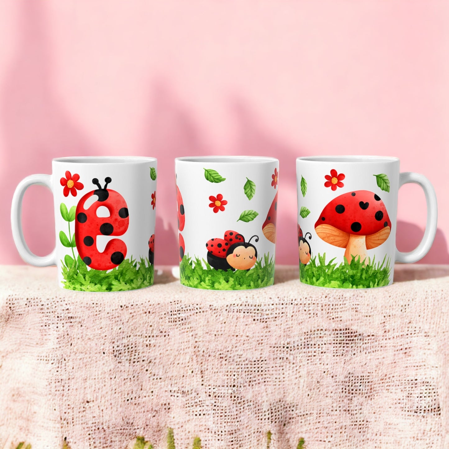 Ladybug Alphabet Mugs | Customisable mug