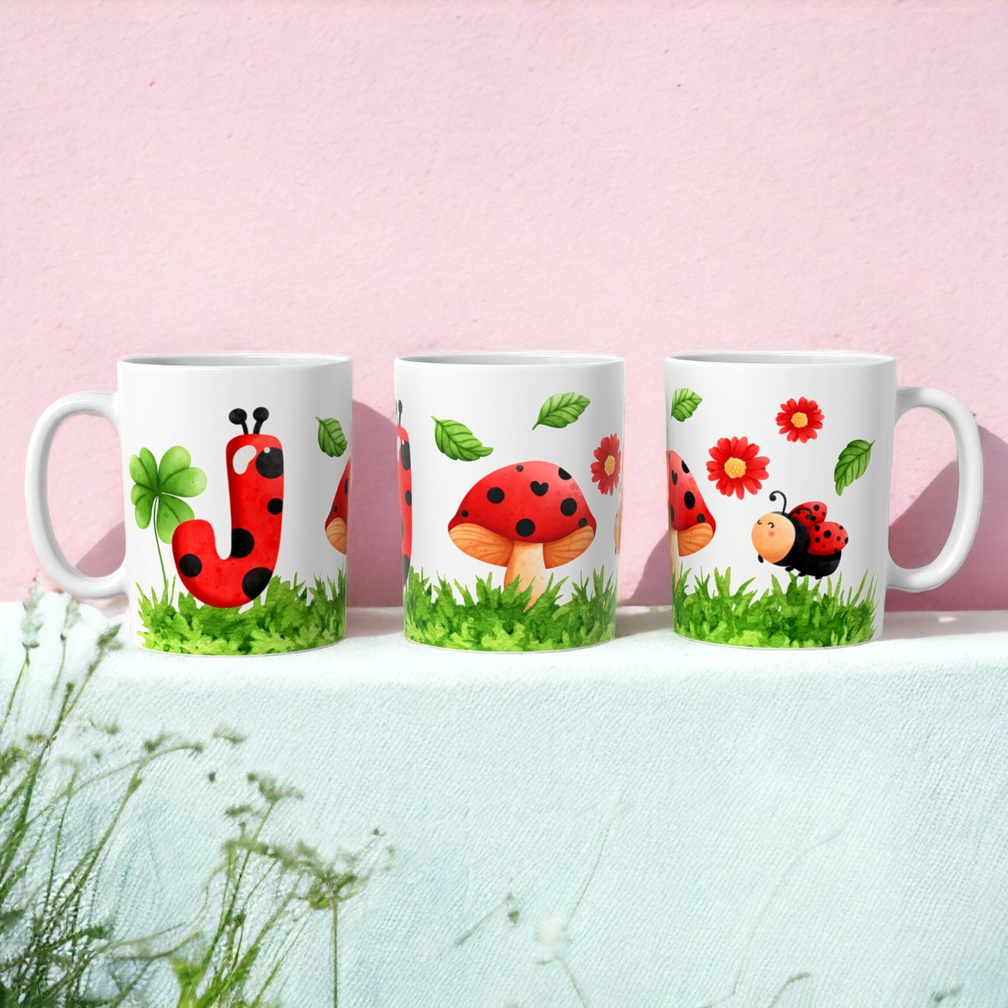 Ladybug Alphabet Mugs | Customisable mug