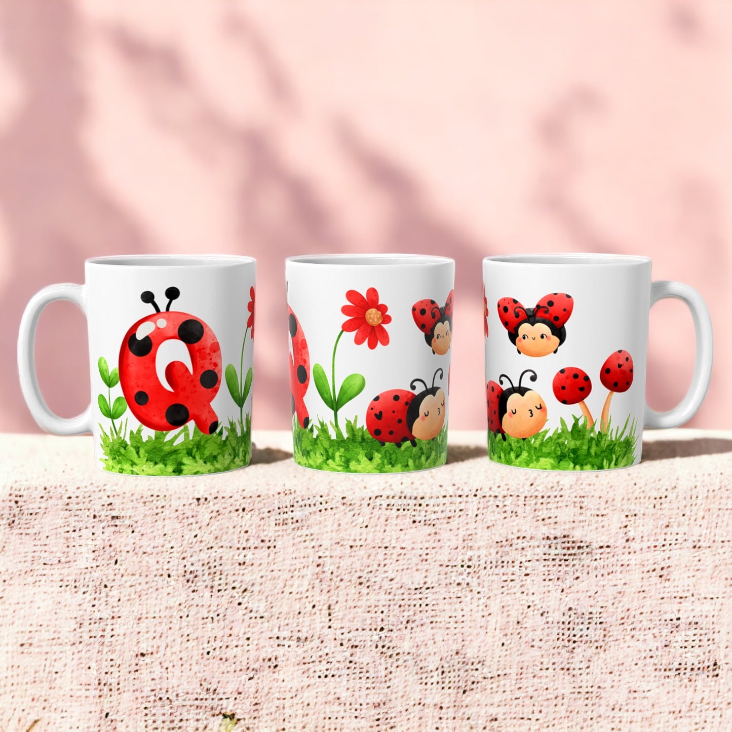 Ladybug Alphabet Mugs | Customisable mug