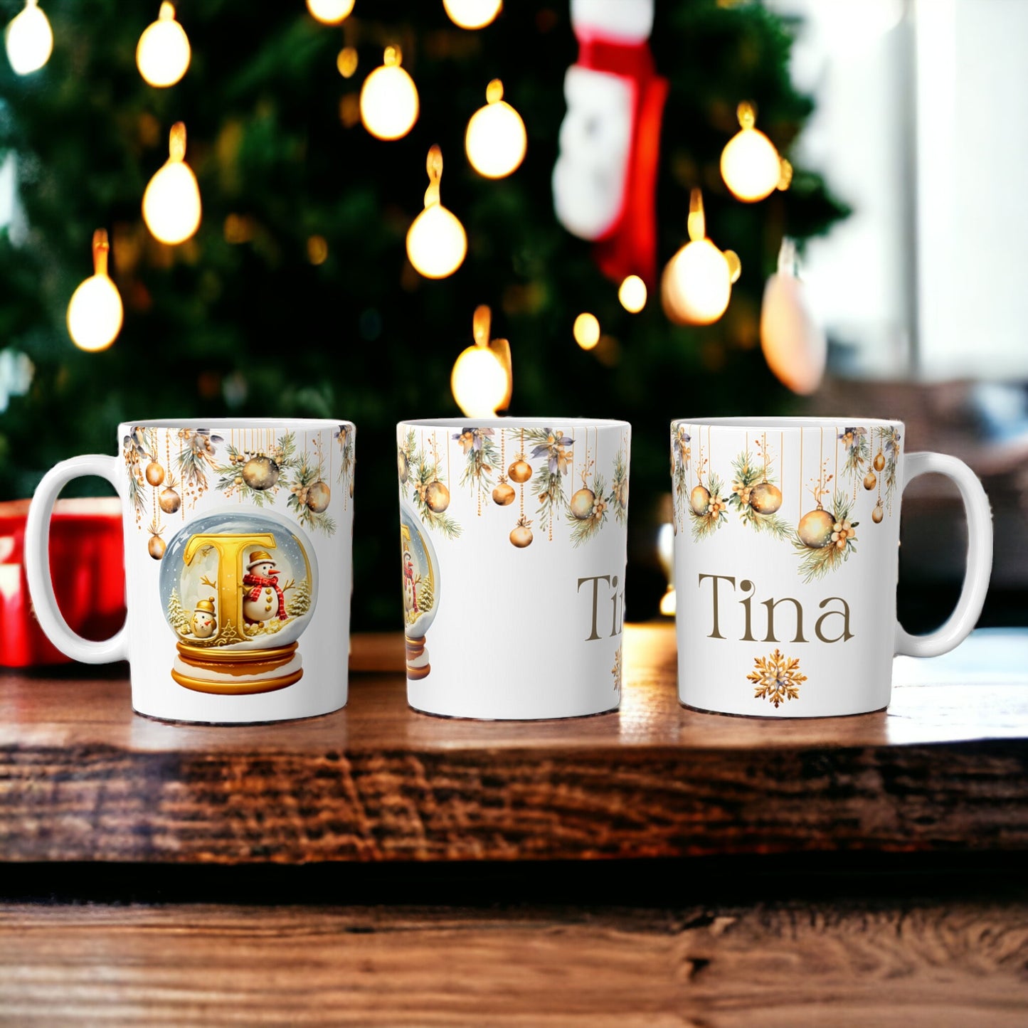 Gold Christmas Mug | Customisable Mugs