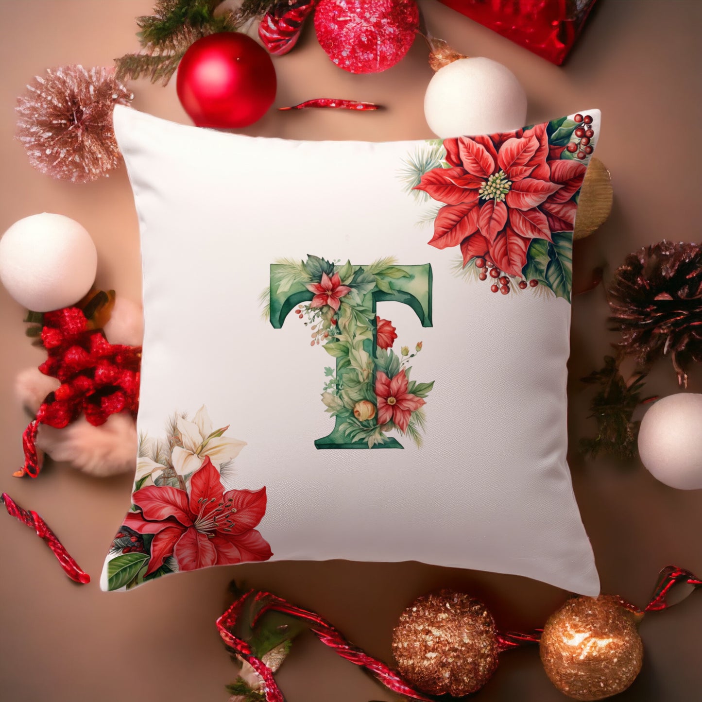 Christmas Pillowcase | Green Alphabet | Home Decor