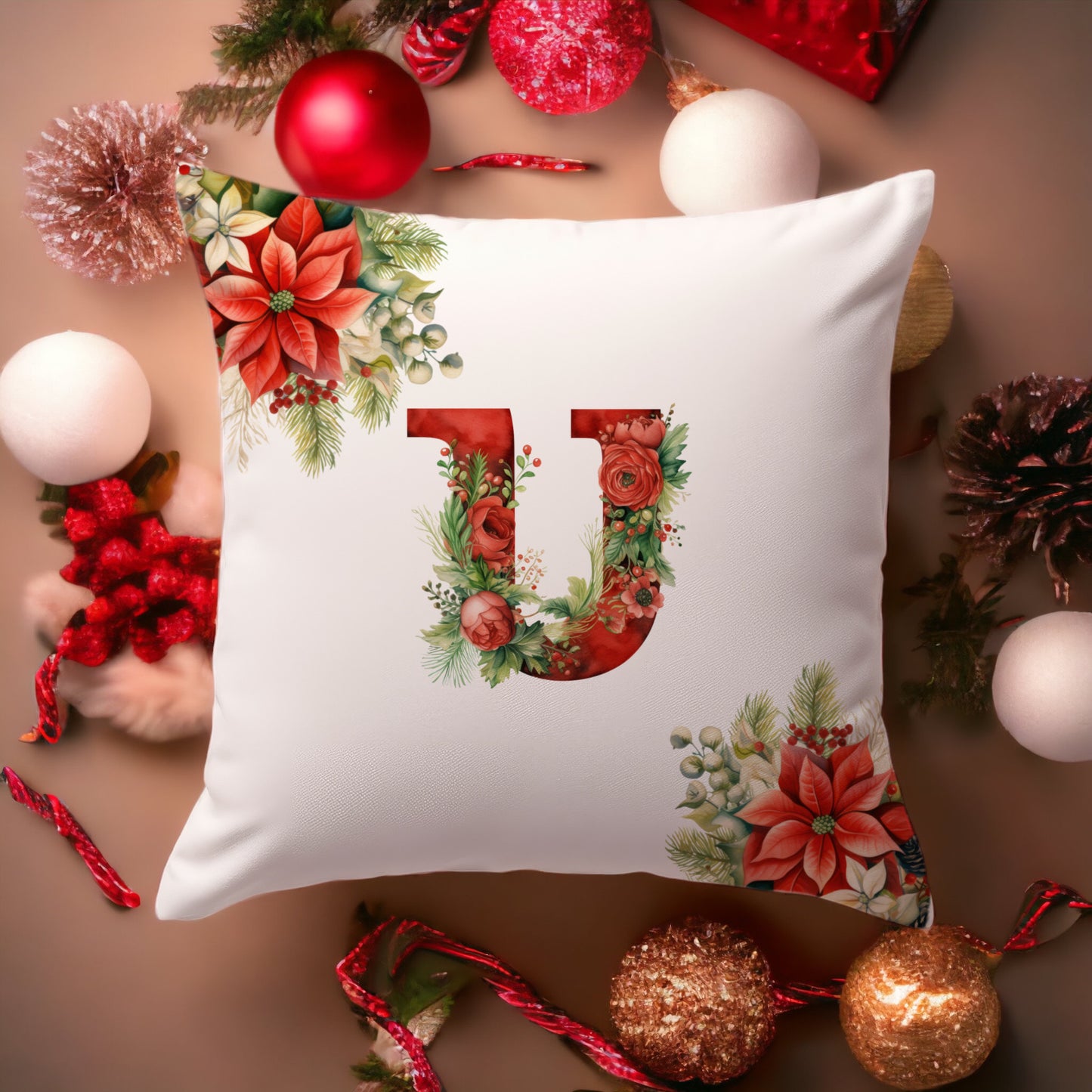 Christmas Pillowcase | Red Alphabet | Home Decor