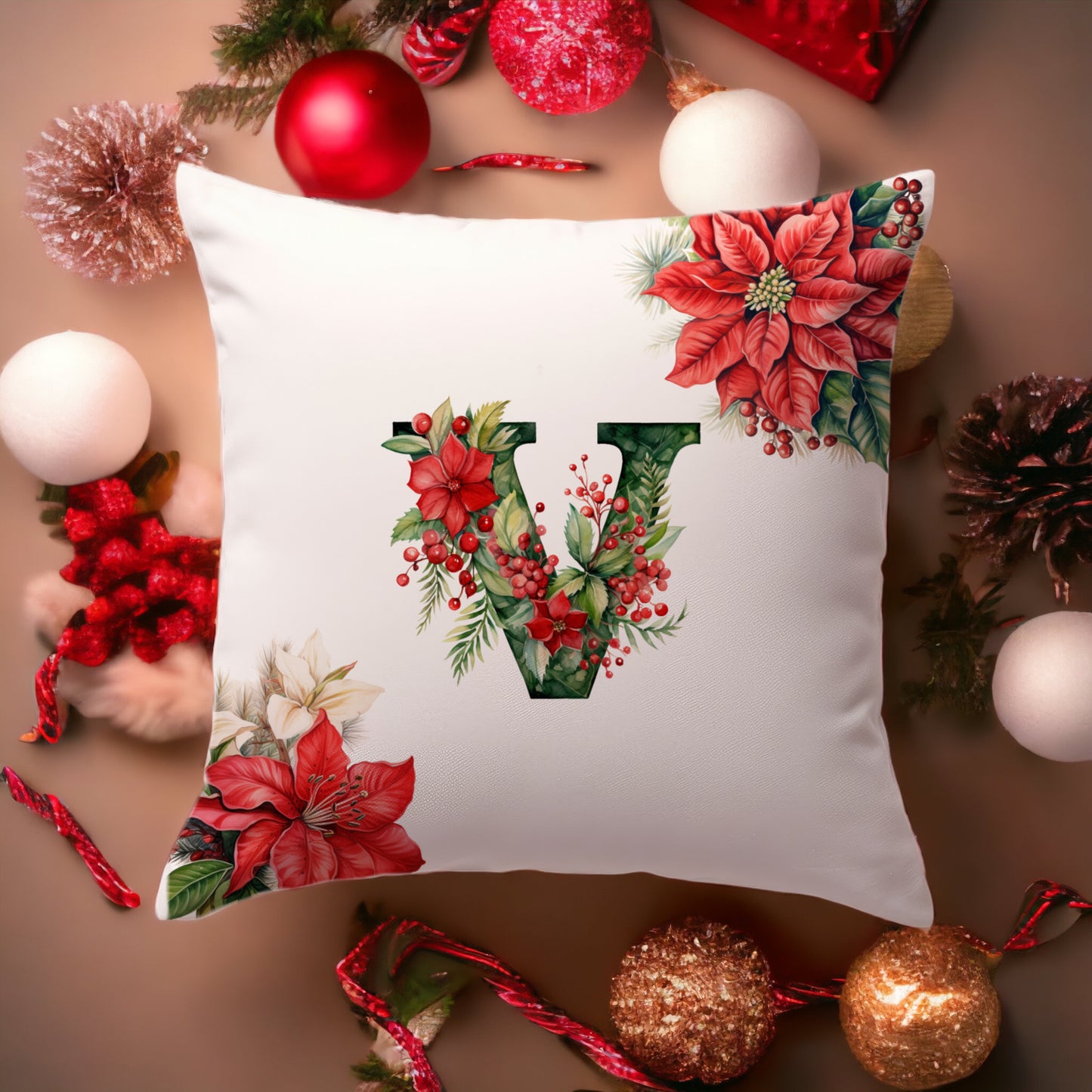 Christmas Pillowcase | Green Alphabet | Home Decor