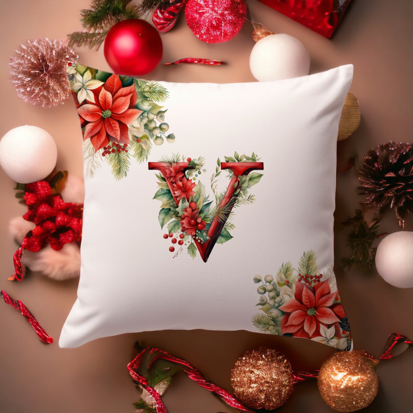 Christmas Pillowcase | Red Alphabet | Home Decor