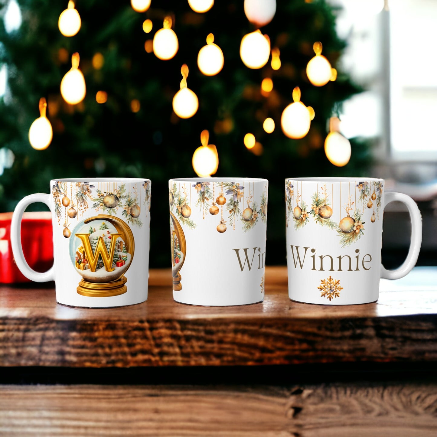 Gold Christmas Mug | Customisable Mugs