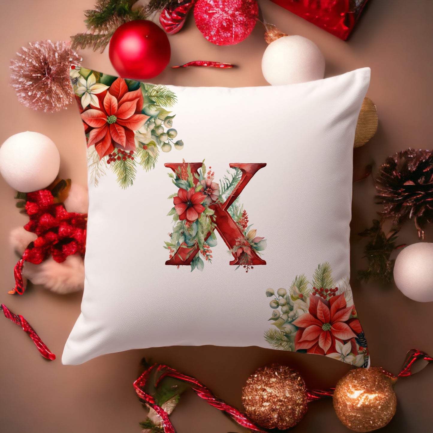 Christmas Pillowcase | Red Alphabet | Home Decor