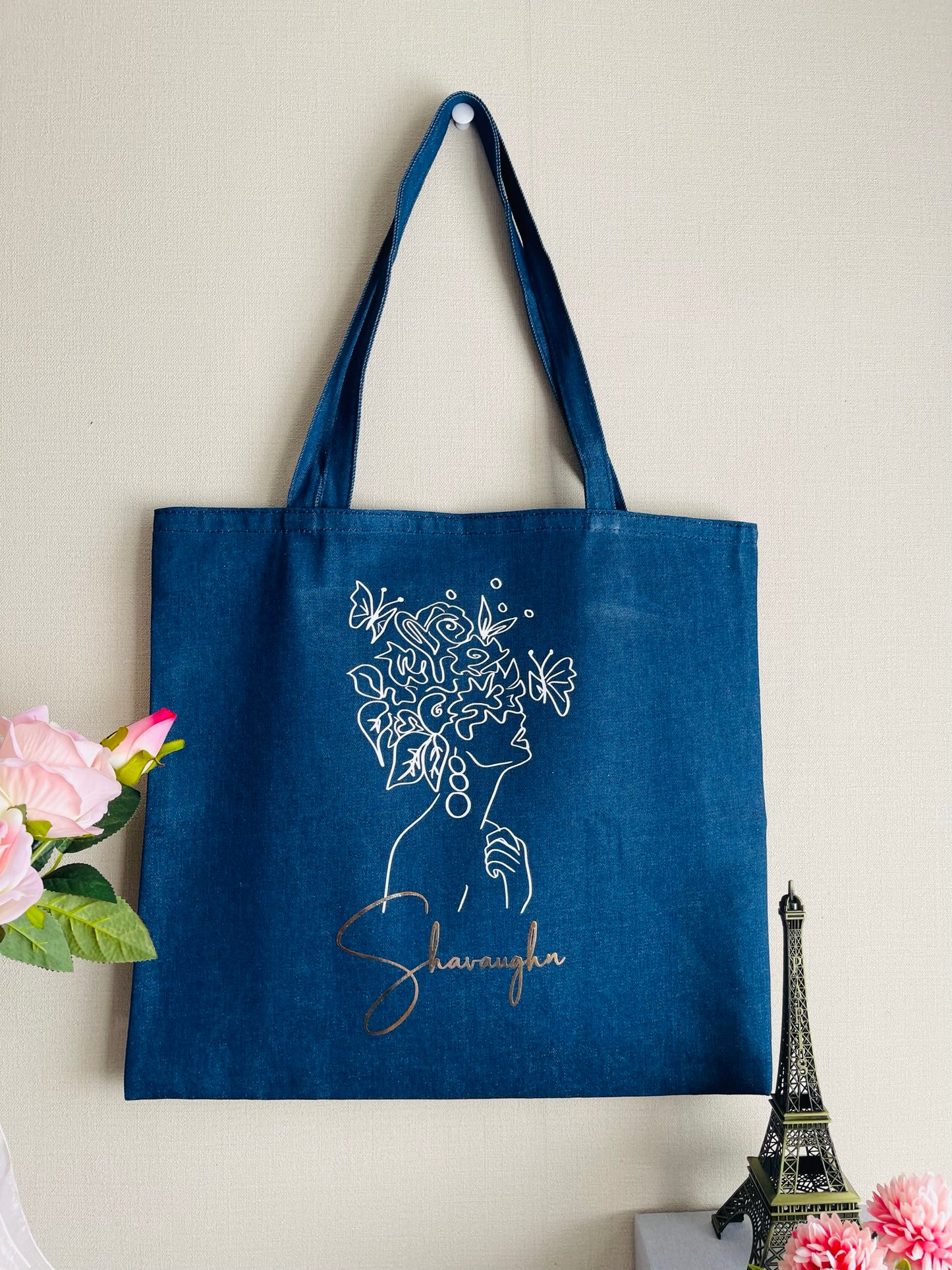 Women Line Art Tote Bag