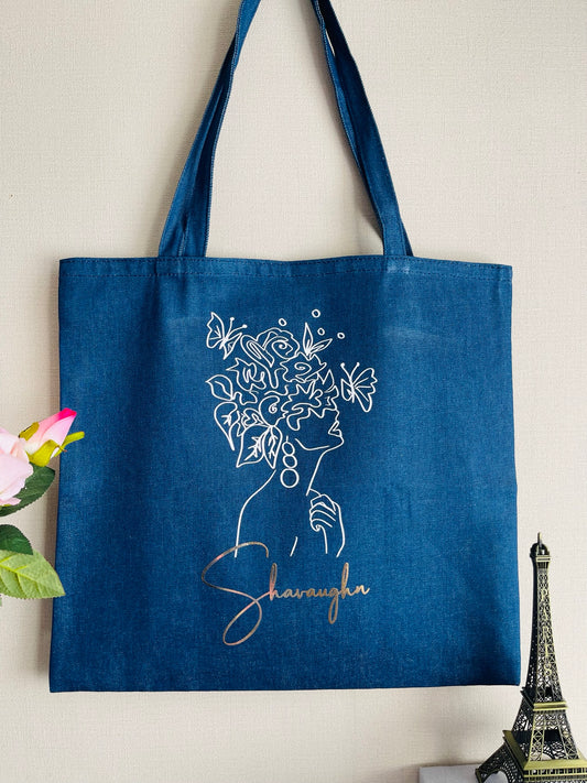 Women Line Art Tote Bag