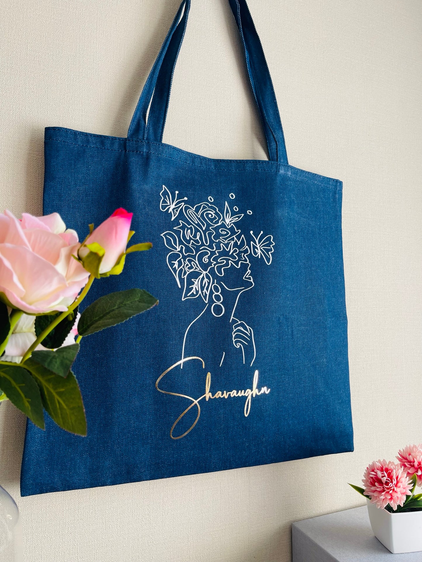 Women Line Art Tote Bag