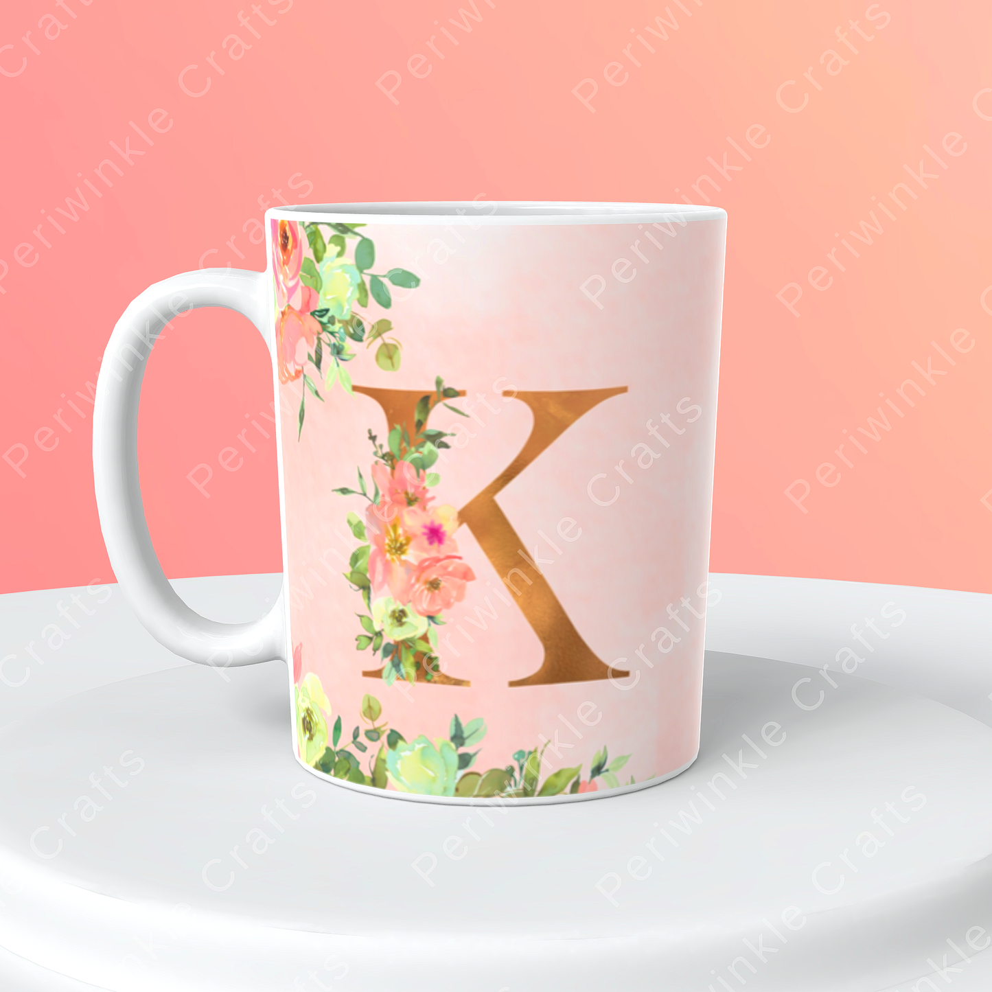 Floral Pastel Pink mug (A-M)